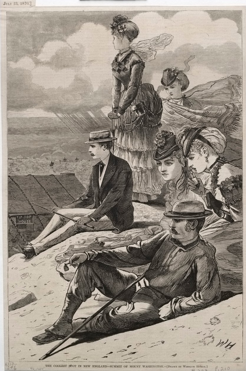 De koelste plek in New England - Top van Mount Washington, 1870 door Winslow Homer