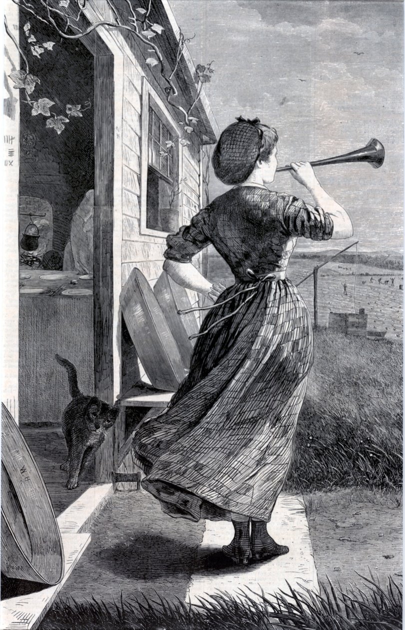 „The Dinner Horn”, uit Harper’s Weekly, 11 juni 1870 door Winslow Homer