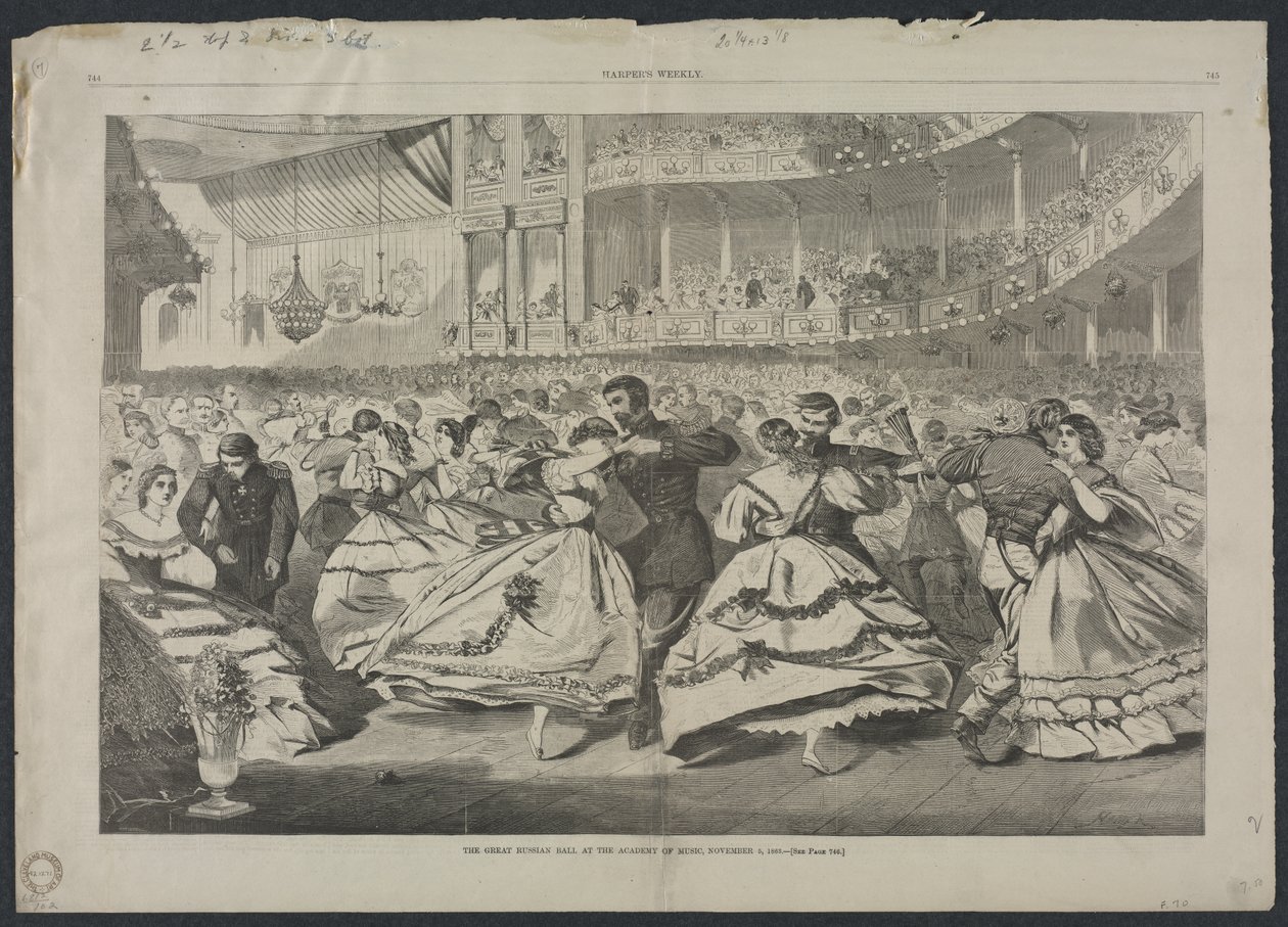 Het Grote Russische Bal in de Muziekacademie, 5 november 1863, 1863 door Winslow Homer