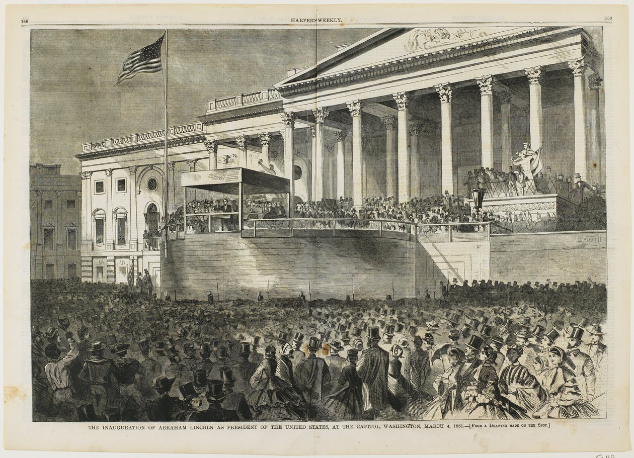 De inauguratie van Abraham Lincoln als president van de Verenigde Staten in het Capitool, Washington, 4 maart 1861 door Winslow Homer