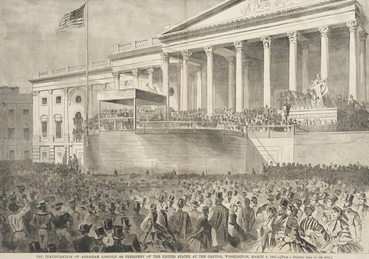 De inauguratie van Abraham Lincoln als president van de Verenigde Staten, in het Capitool, Washington, 4 maart 1861 door Winslow Homer