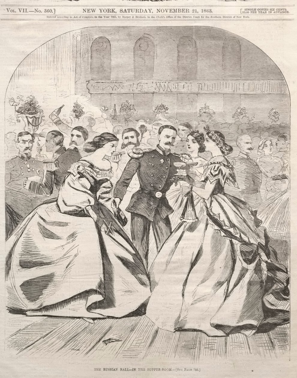 Het Russische bal - In de eetzaal door Winslow Homer