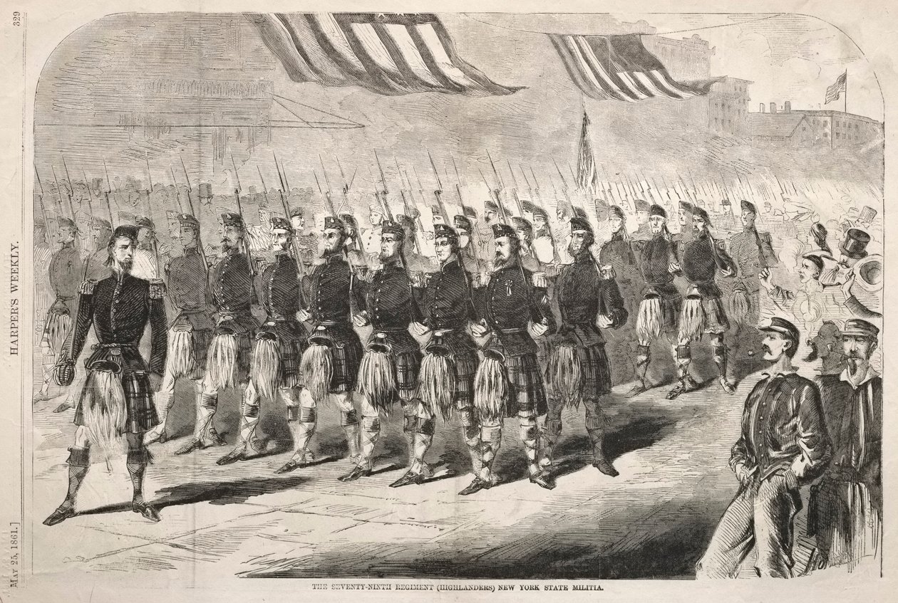 Het Negenenzeventigste Regiment Highlanders New York State Militia, 1861 door Winslow Homer