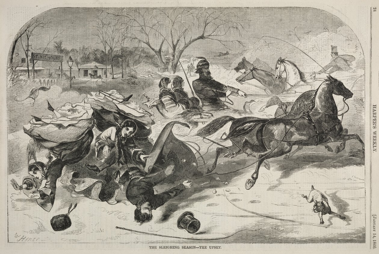 Het slee-seizoen - De verrassing door Winslow Homer