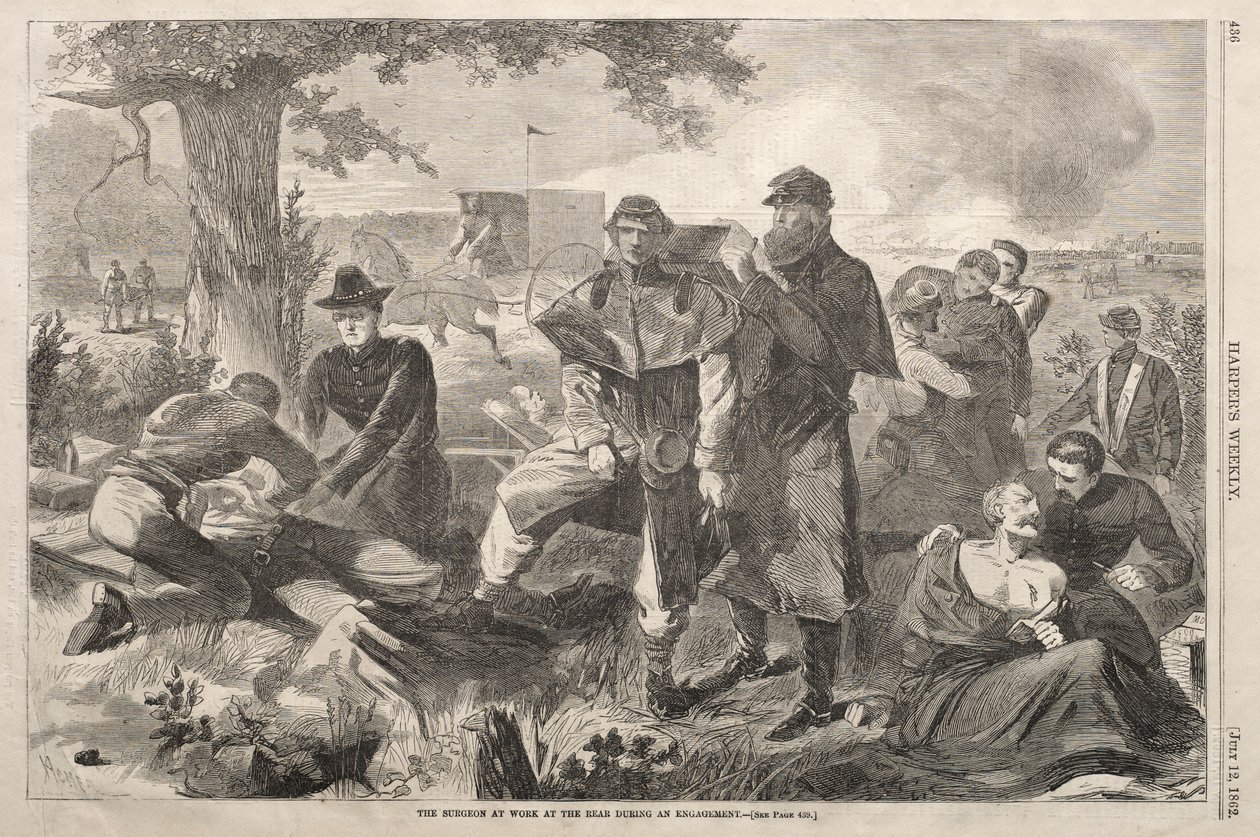 De chirurg aan het werk aan de achterkant tijdens een gevecht, 1862 door Winslow Homer