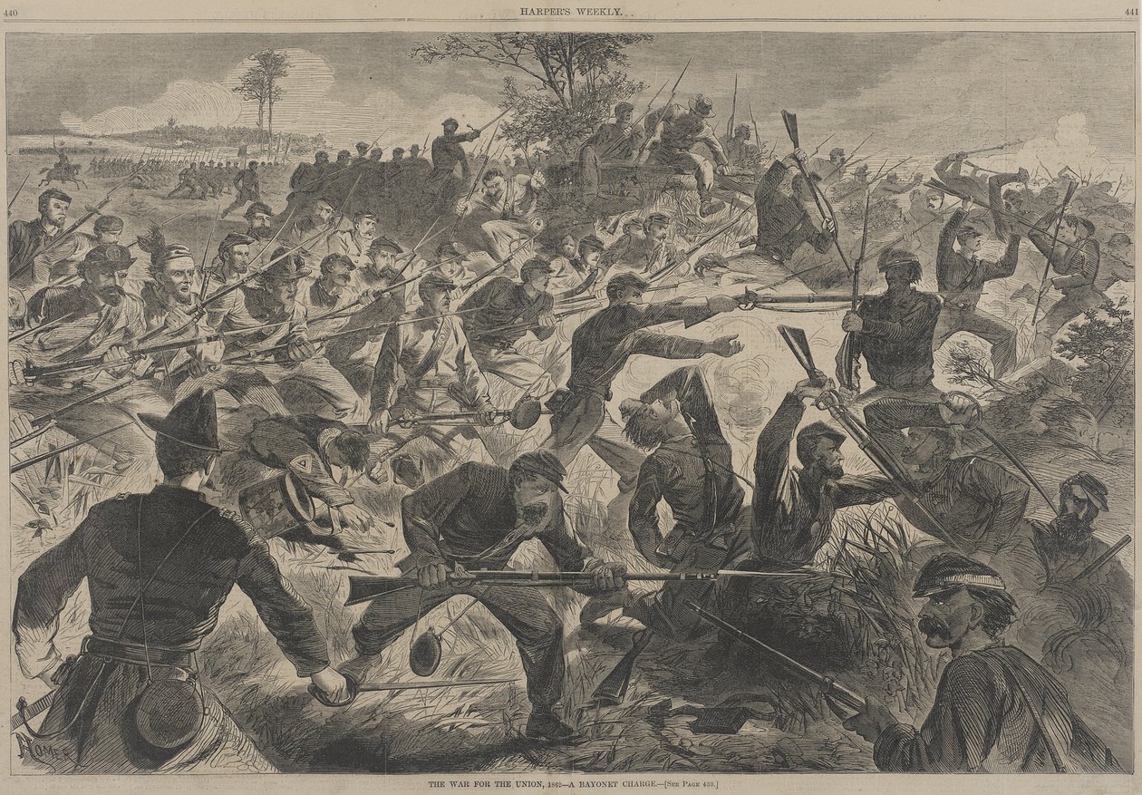 De oorlog voor de Unie - Een bajonetaanval door Winslow Homer