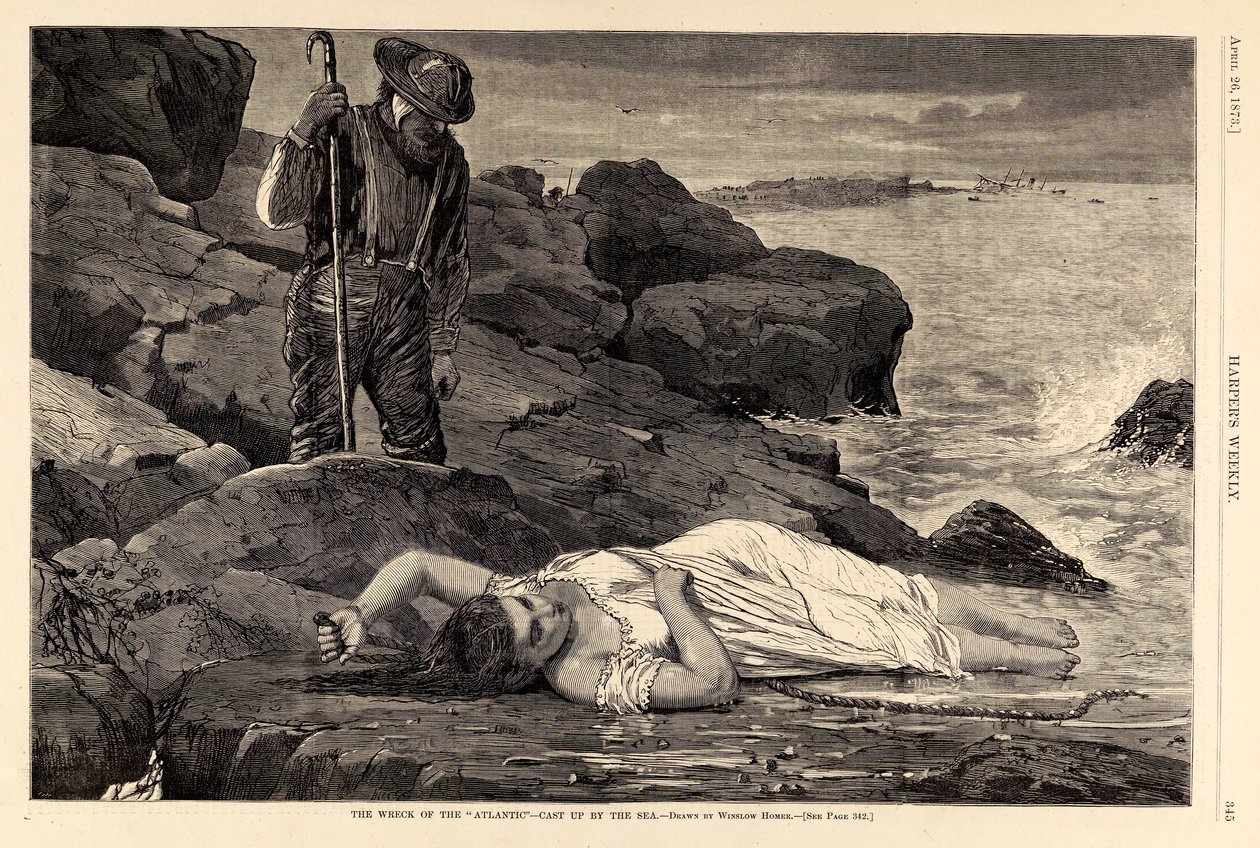 De schipbreuk van de "Atlantic" - Opgeworpen door de zee, uit Harper
