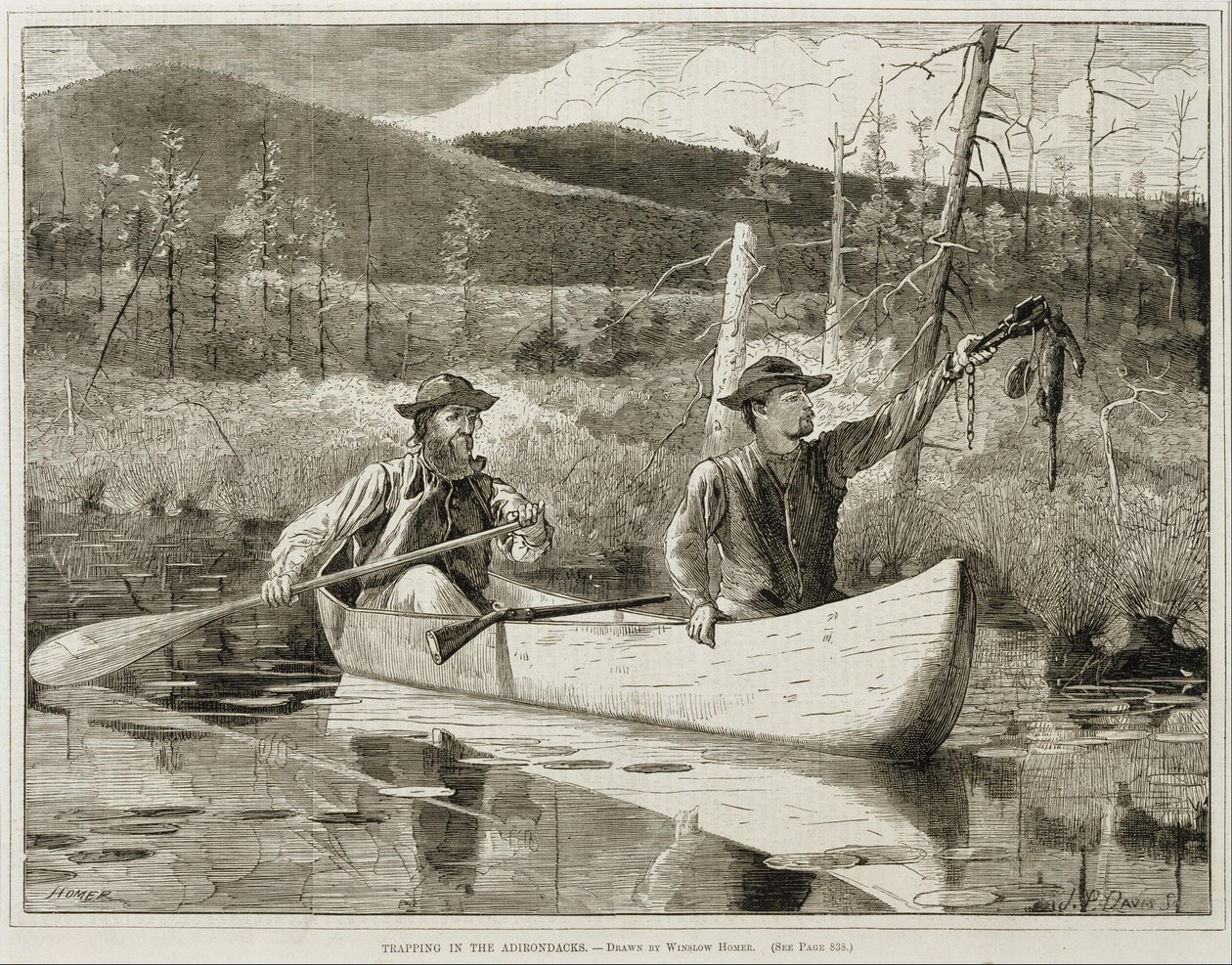 "Jagen met vallen in de Adirondacks" door Winslow Homer