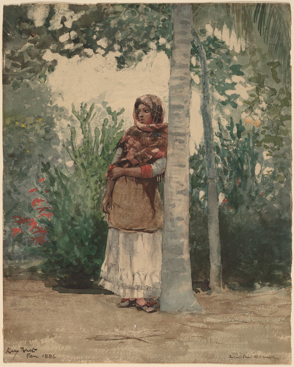 Onder een Palmboom door Winslow Homer