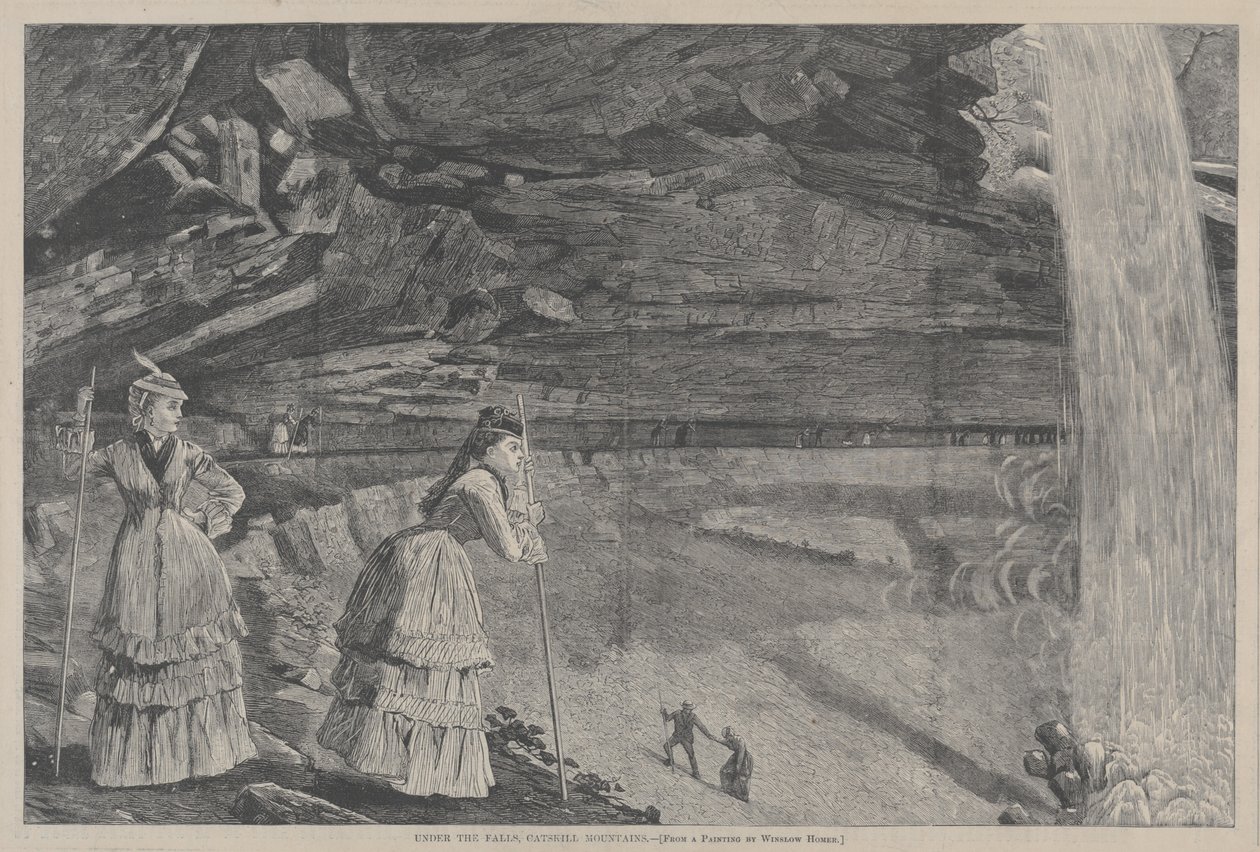 Onder de Watervallen, Catskill Mountains Naar een schilderij van Winslow Homer, 1872 door Winslow Homer