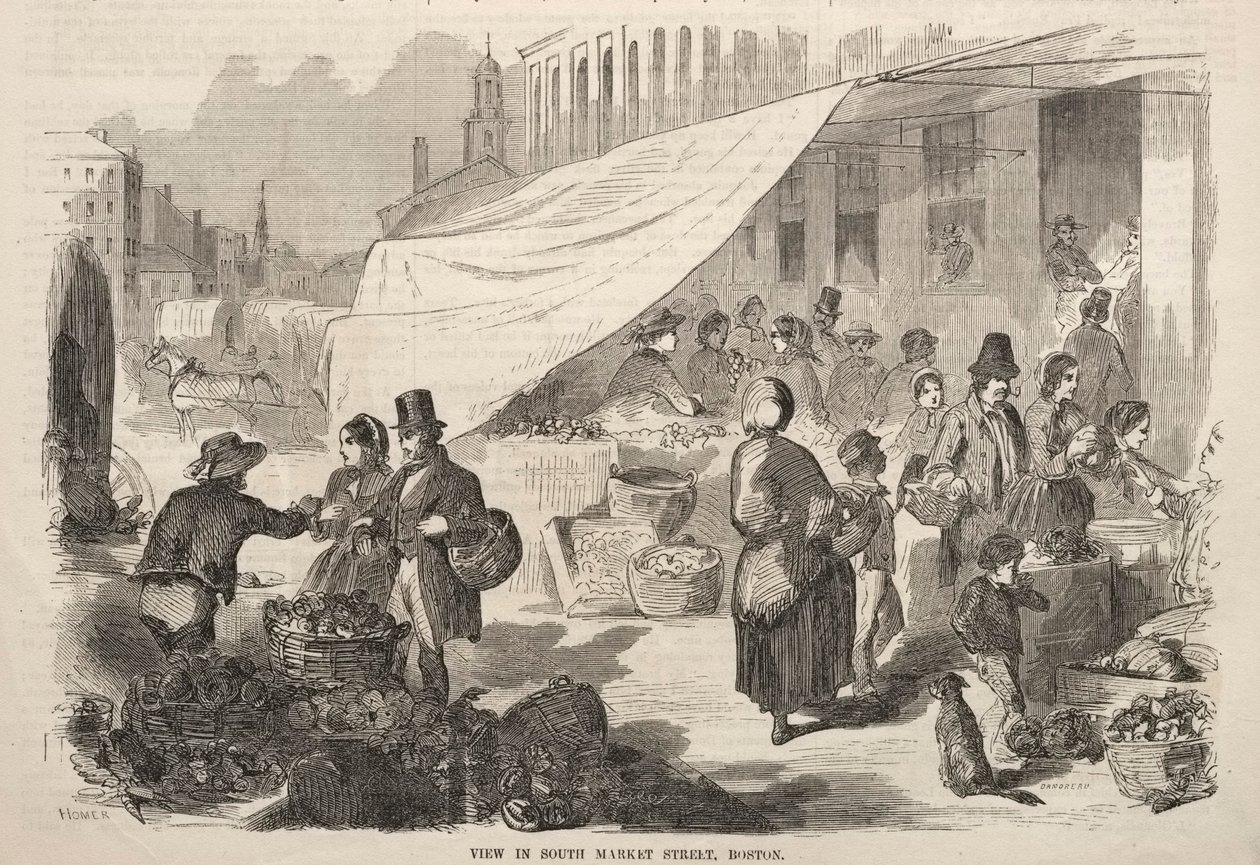 Uitzicht in South Market Street, Boston door Winslow Homer