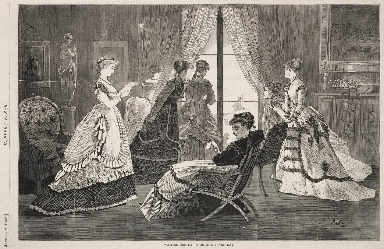 Wachten op oproepen op Nieuwjaarsdag, 1869 door Winslow Homer