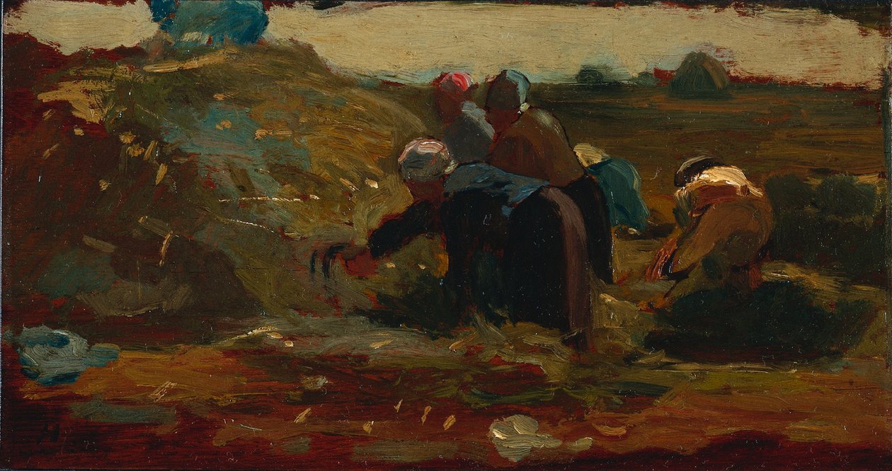 Vrouwen die op een veld werken door Winslow Homer