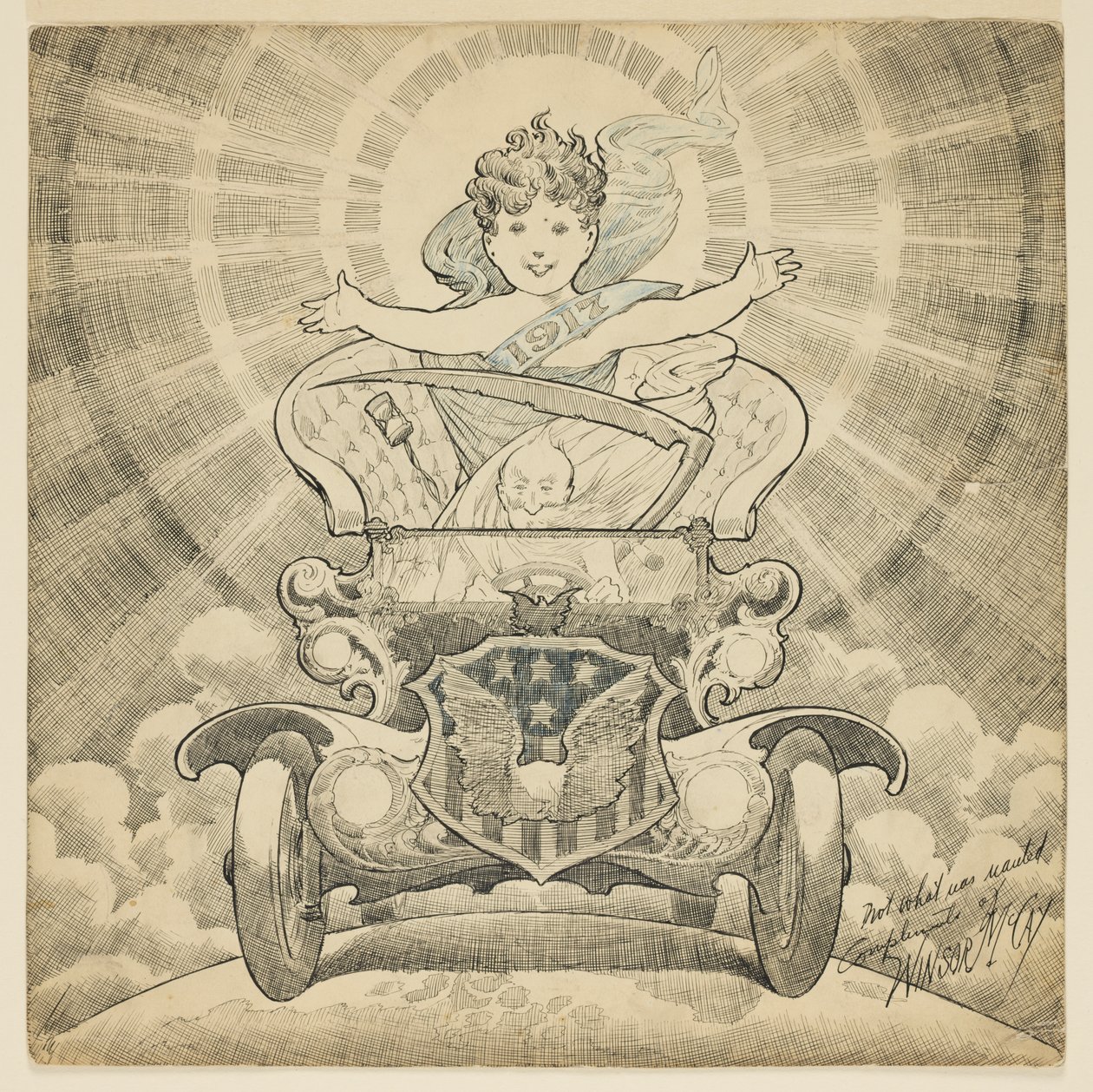 Studie voor cartoon "Welkom in het jaar 1917" door Winsor McCay
