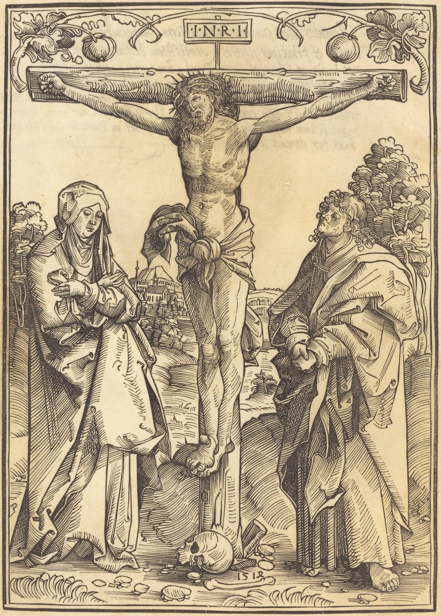 Christus aan het kruis met Maria en Johannes door Wolf Traut