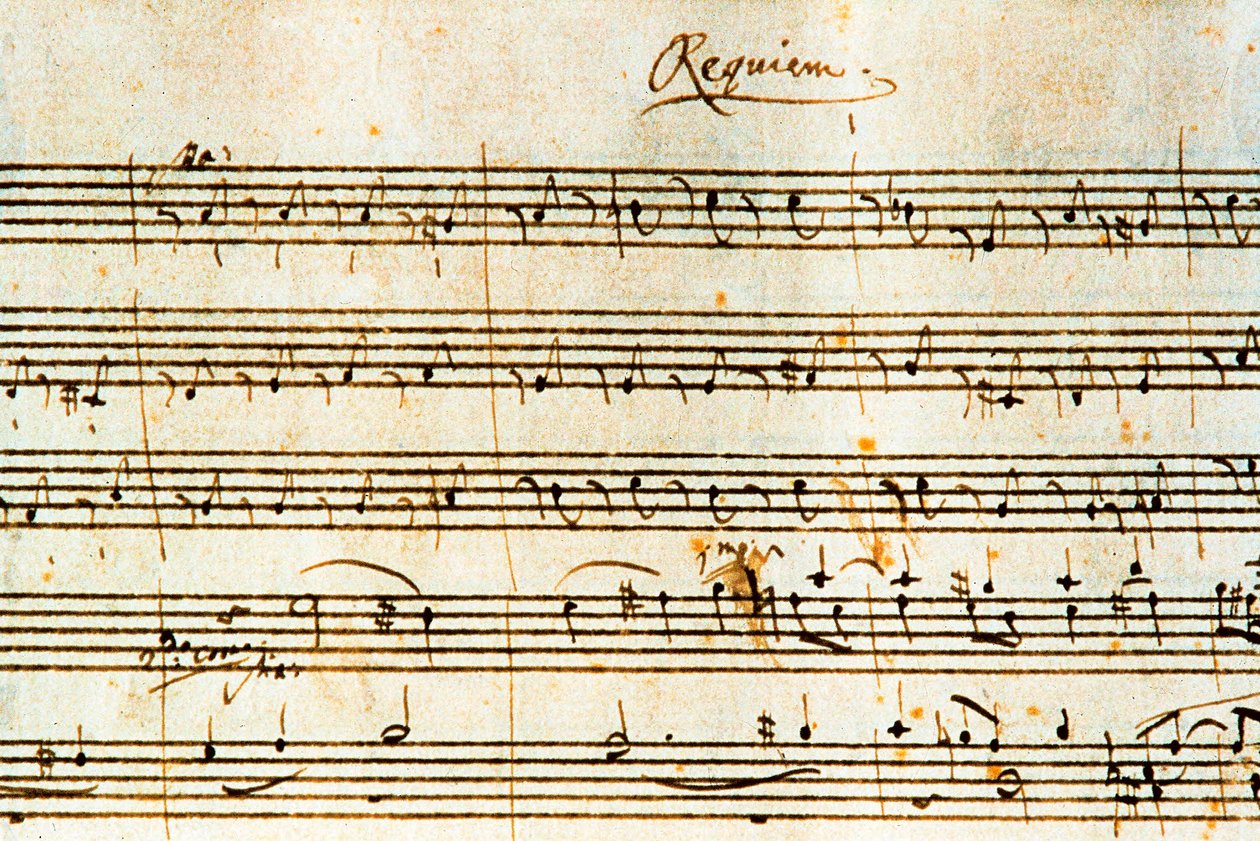 Autograaf partituur van Requiem, K. 626 door Oostenrijkse componist Wolfgang Amadeus Mozart (1756-1791) door Wolfgang Amadeus Mozart