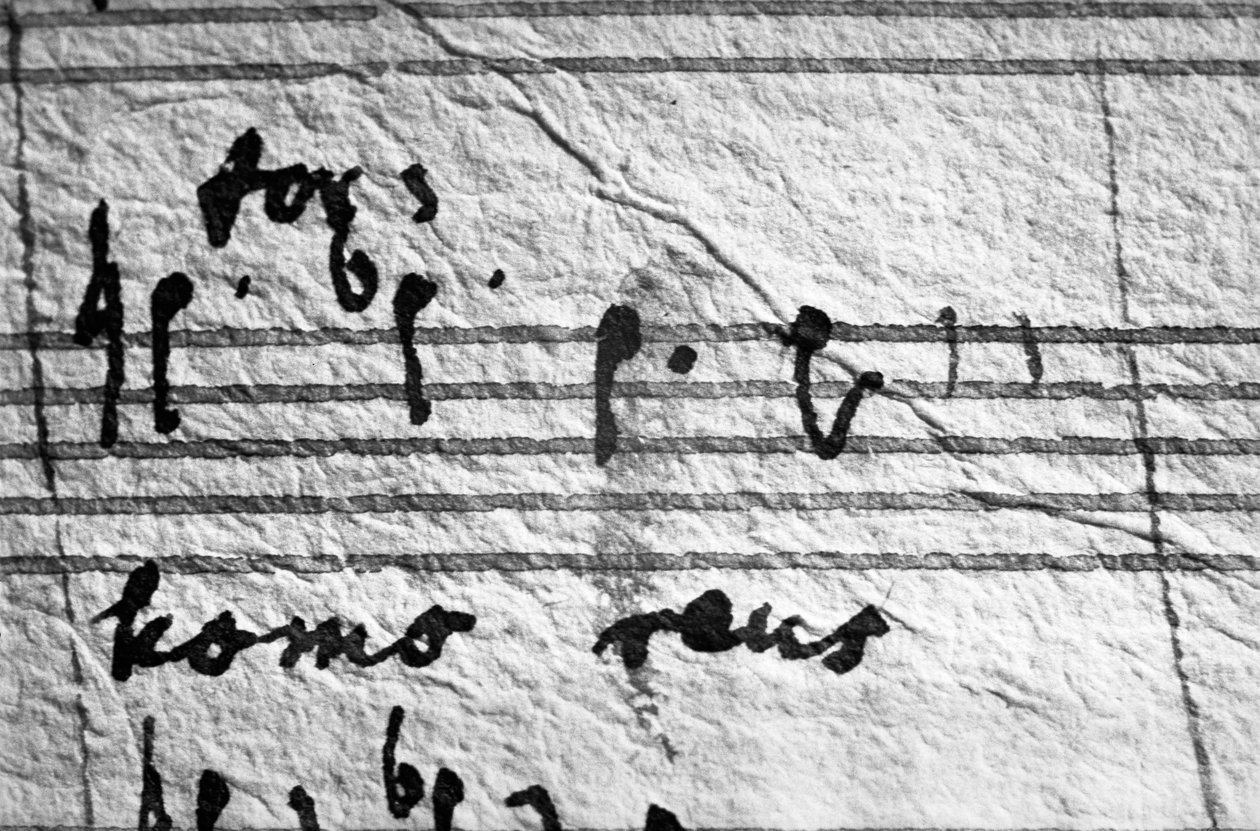 Partituur van Mozarts Requiem, laatste noten die hij schreef ... door Wolfgang Amadeus Mozart