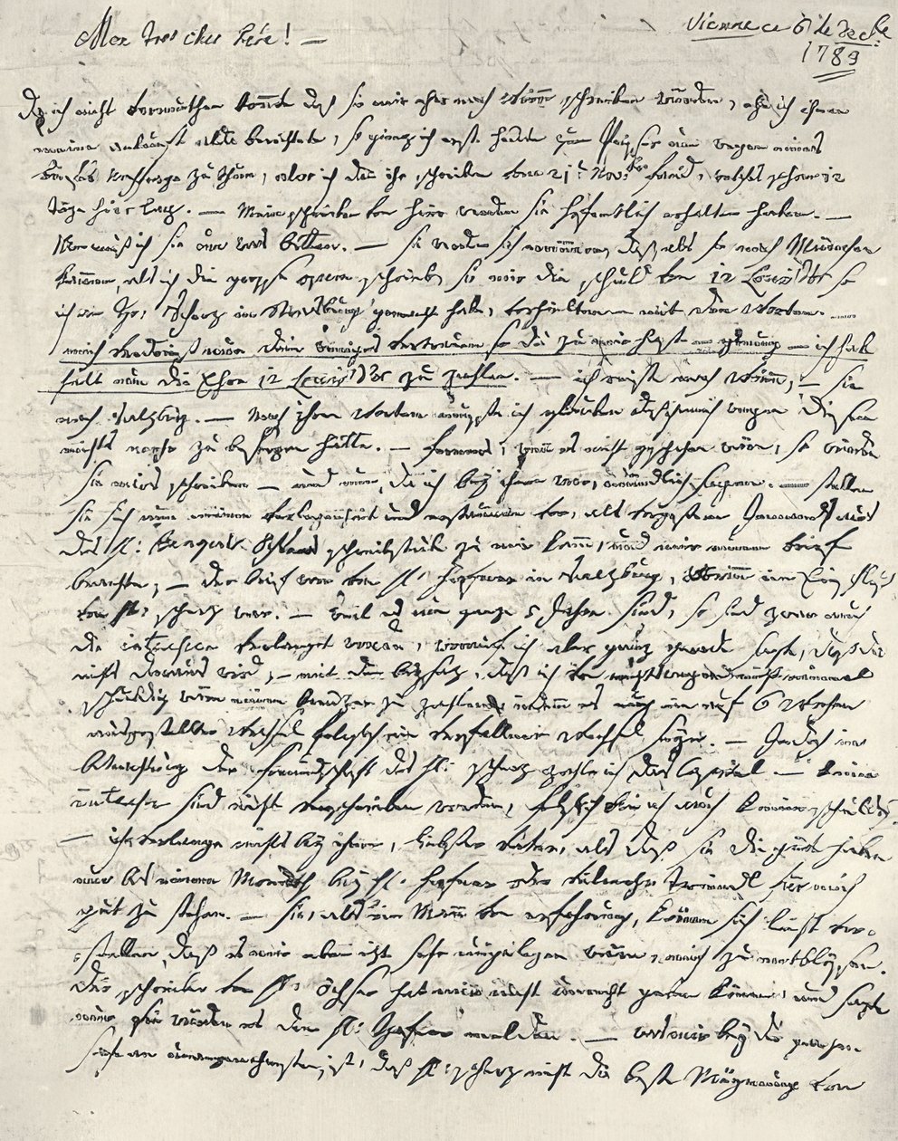 Wolfgang Amadeus Mozart (1756-1791) Oostenrijkse componist. Eigenhandige brief aan de vader. Wenen 6 december 1783 door Wolfgang Amadeus Mozart