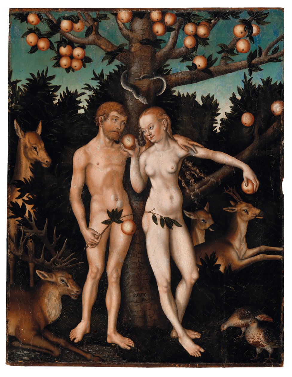 Adam en Eva in de hof van Eden door Wolfgang Krodel