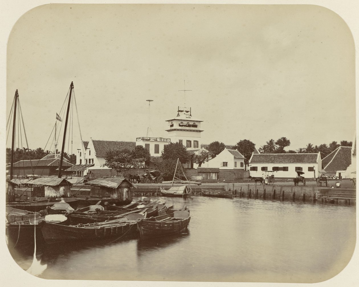 De Uitkijk aan het Havenkanaal te Batavia door Woodbury and Page