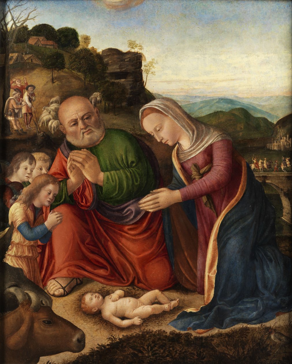 Aanbidding van het kind door Giovanni Bellini