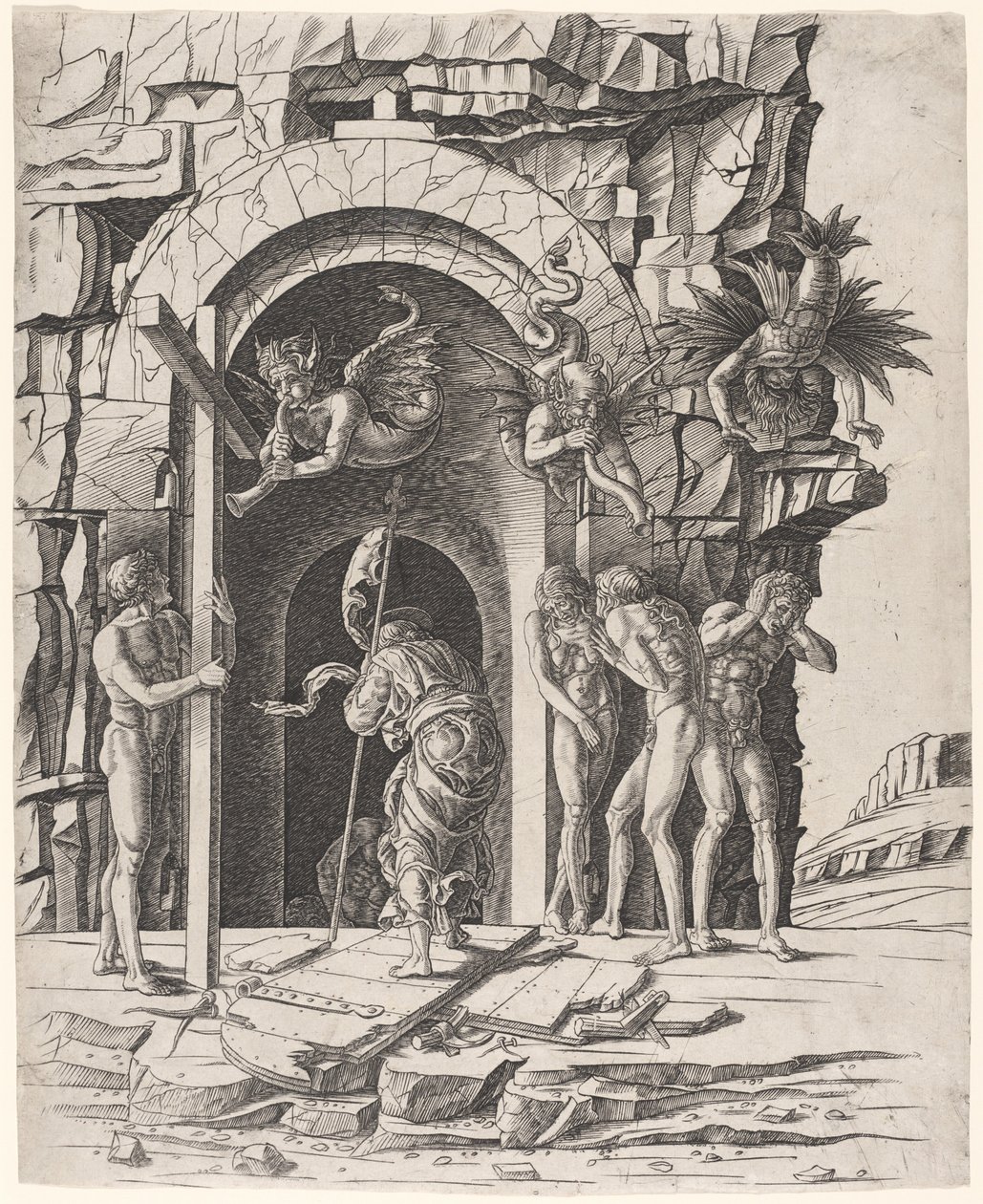 Nederdaling in de Limbo door Workshop of Andrea Mantegna