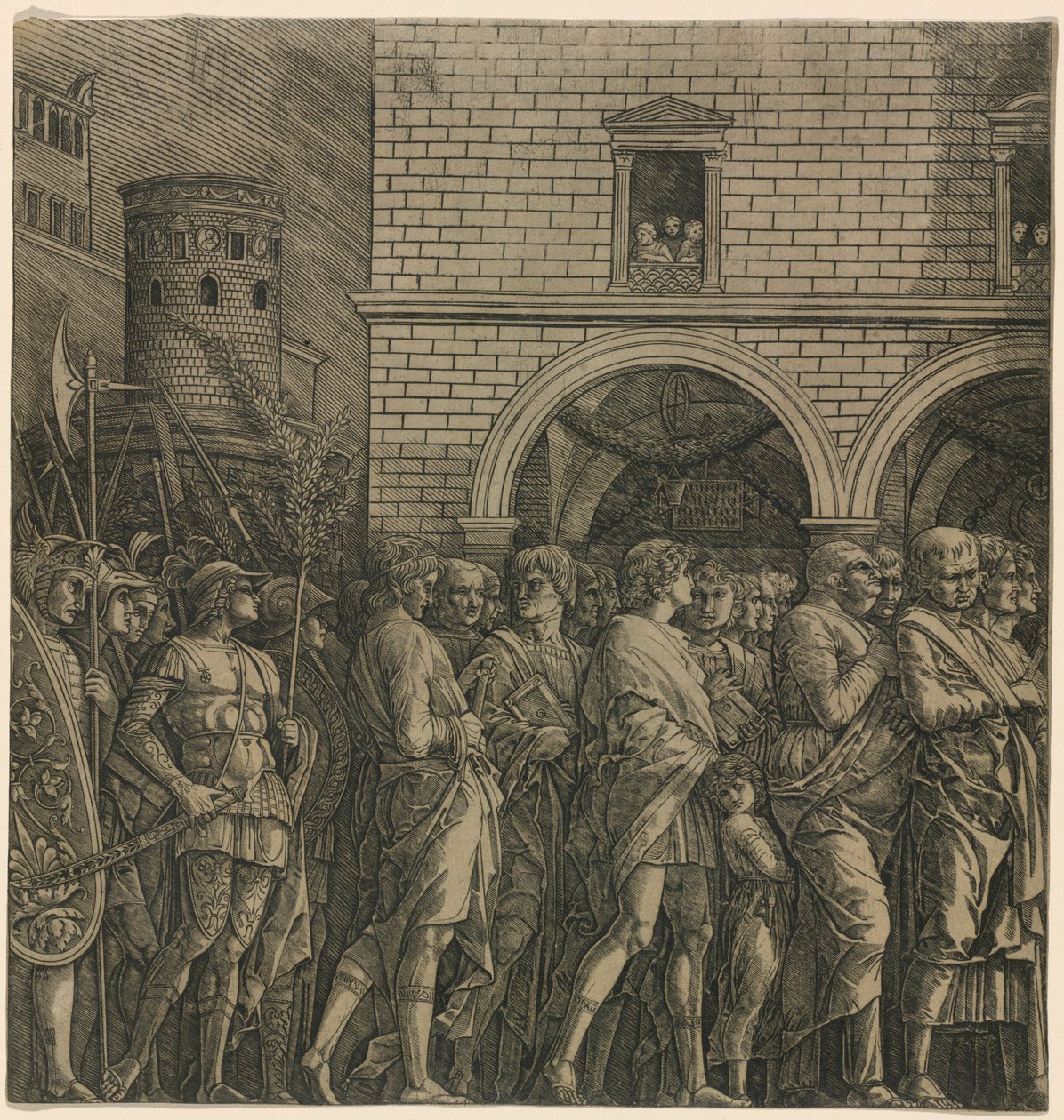 De triomf van Caesar: De senatoren door Workshop of Andrea Mantegna