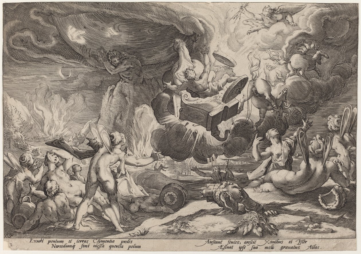 De Val van Phaëton door Workshop of Hendrick Goltzius, after Hendrick Goltzius