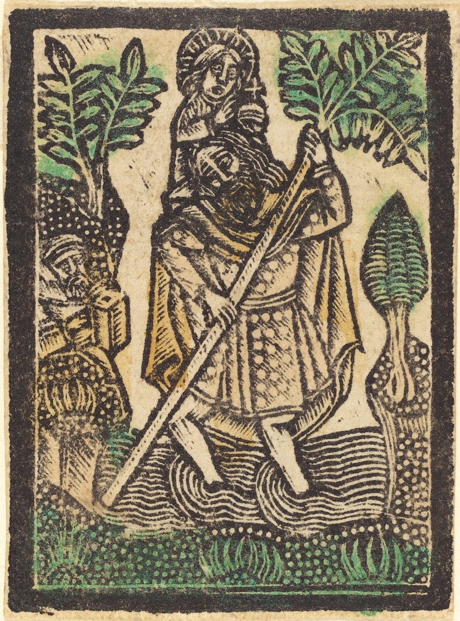 Heilige Christoffel door Workshop of Master of the Aachen Madonna