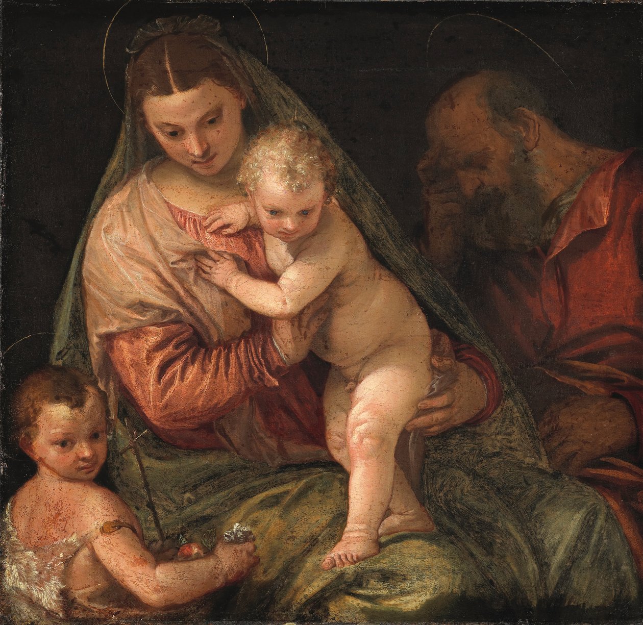 De Heilige Familie met de jonge Sint Johannes de Doper door Workshop of Paolo Veronese