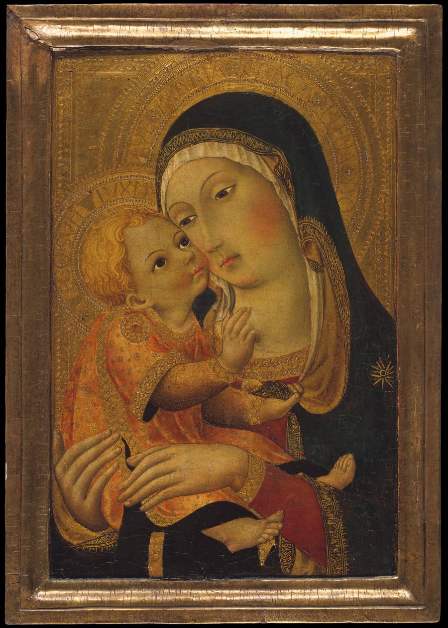 Madonna en kind, ca. 1448-60 door Workshop of Sano di Pietro