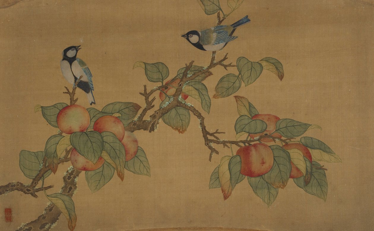 Vogels en fruit door Wu Zhang