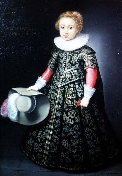 Portret van een kleine jongen van twee en een half jaar door Wybrand Simonsz. de Geest