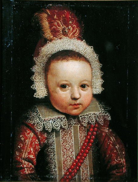 Portret van een baby door Wybrand Simonsz. de Geest