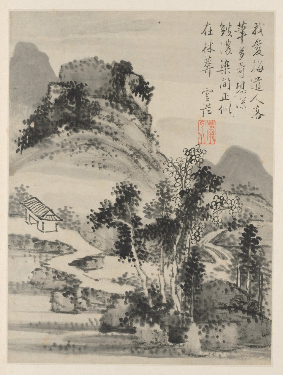 Album van Seizoenslandschappen, Blad D vorig blad 2, 1668 door Xiao Yuncong