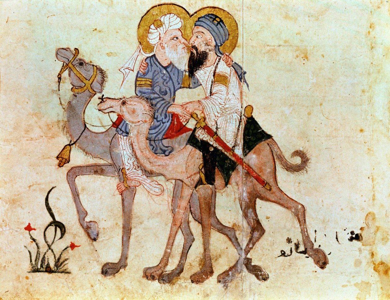 Afscheid van Abou Zayd en Al Harith voor de terugkeer naar Mekka ... door Yahya ibn Mahmud Al-Wasiti