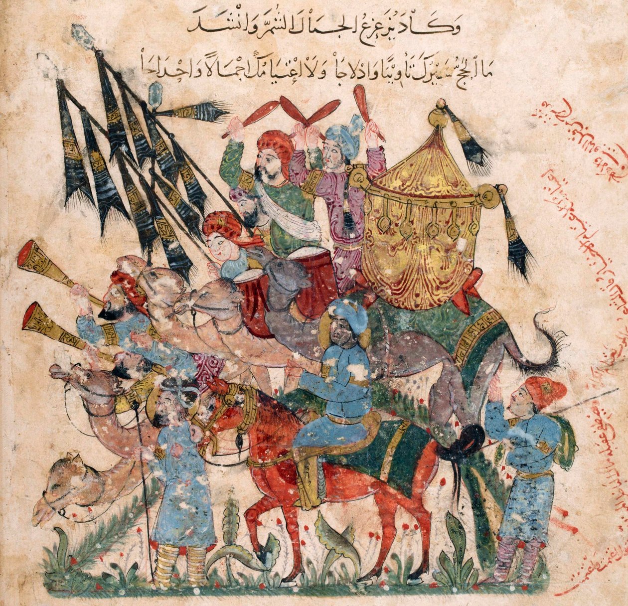 Karavaan van pelgrims in Ramleh uit een manuscript van Maqâmât van al-Harîrî, 1237 door Yahya ibn Mahmud Al Wasiti