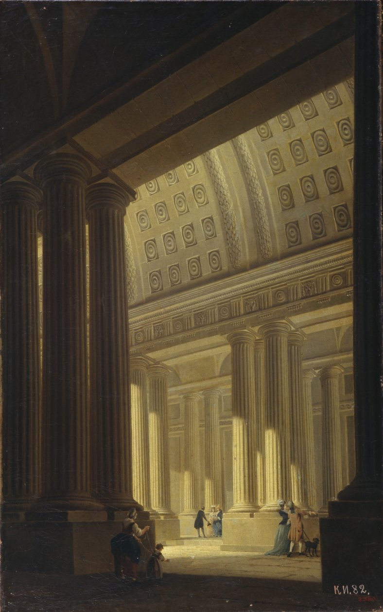 Het interne uitzicht van een tempel. Een Dorische vestibule, 1781 door Yakov Gerasimovich Farafontyev