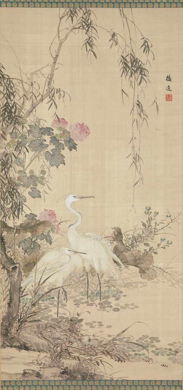 Reigers, Pioenen en Wilgen door Yamamoto Baiitsu