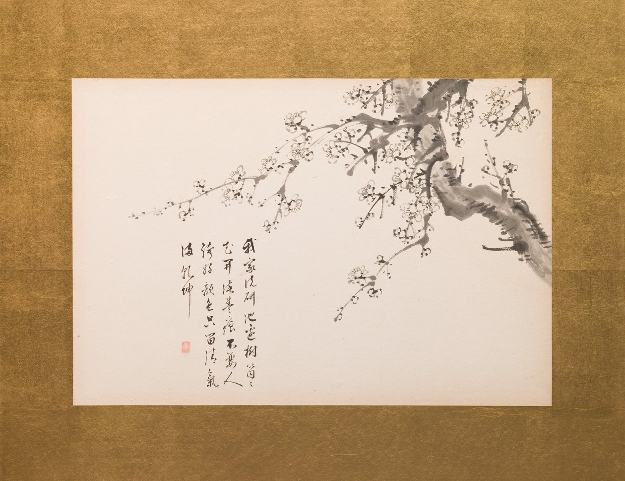 Prunusbloesems, kamerscherm, paneel 1 van 4, Edo-periode 1844 (inkt op papier) (zie ook 752779-82) door Yamamoto Baiitsu