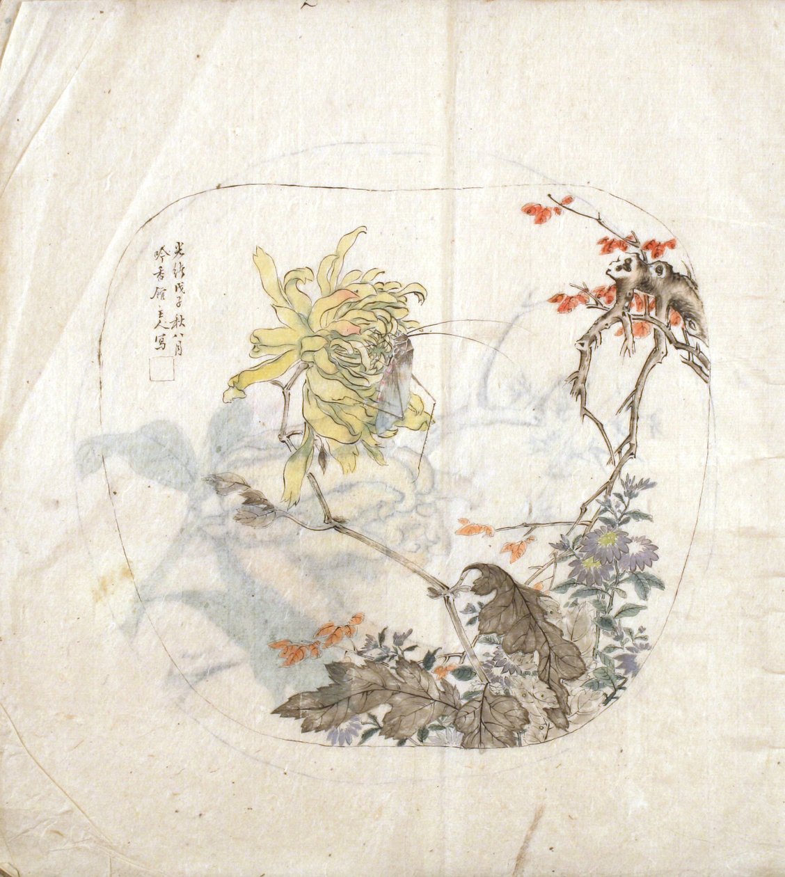 Een schets van chrysanten door Yang Shichao