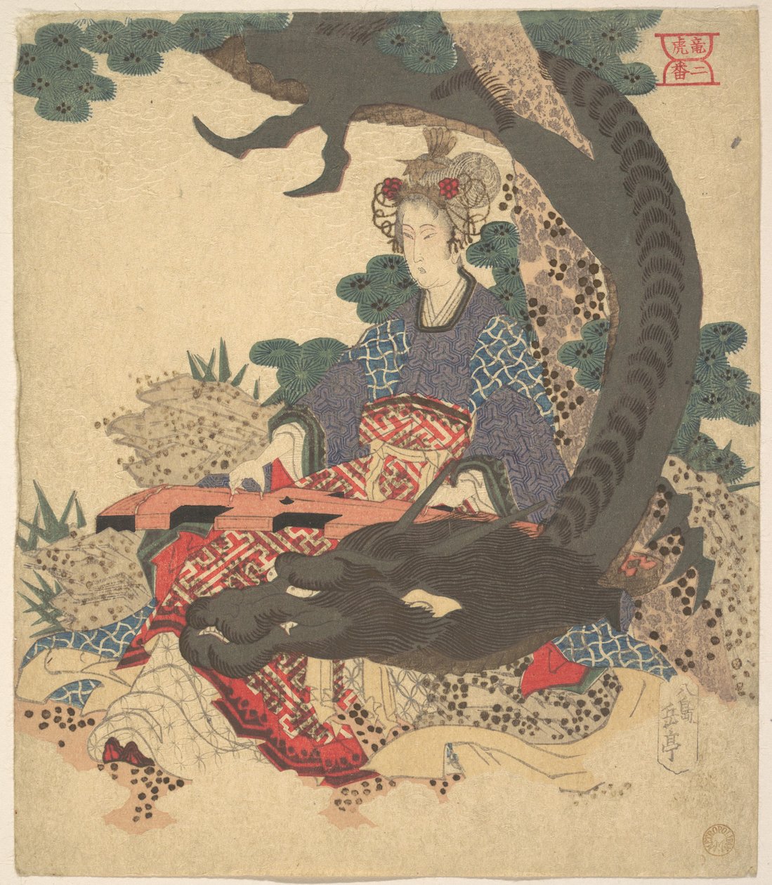 Benzaiten en de draak door Yashima Gakutei