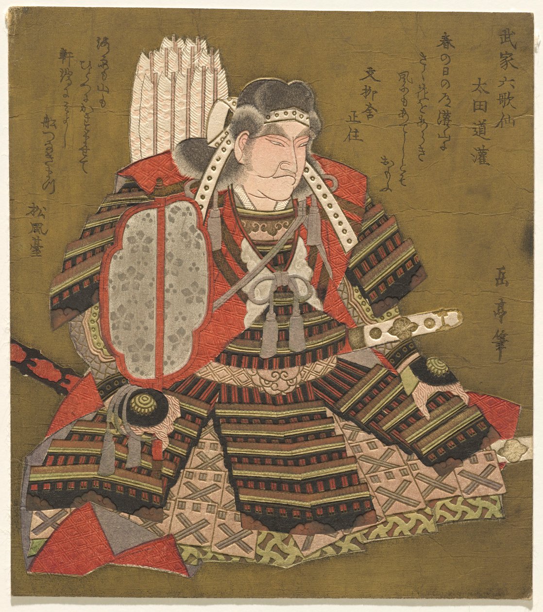 Eta Dōkan, uit de serie Zes Onsterfelijke Samoerai Dichters door Yashima Gakutei