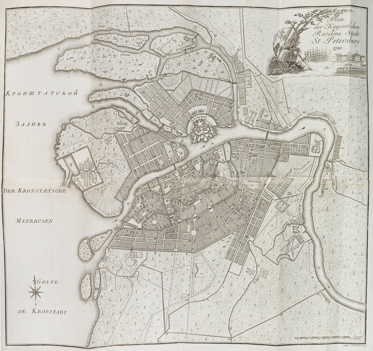 Kaart van Sint-Petersburg, 1790 door Yefim Maximovich Khudyakov