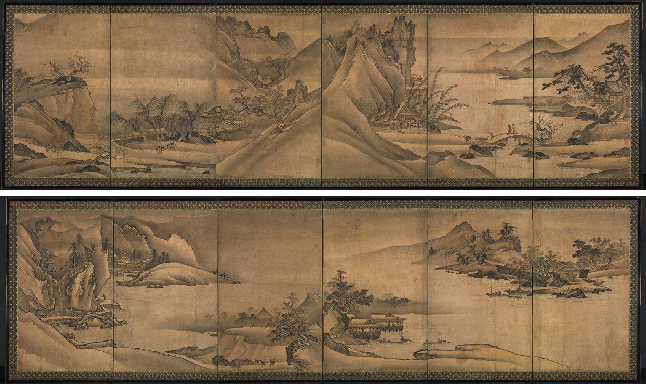 Landschap van de vier seizoenen door Yi Sumun (Korean, b. c. 1404)