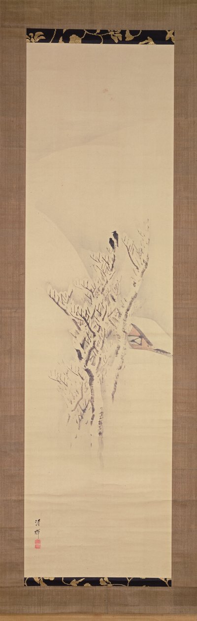Sneeuwlandschap met kraaien in boom door Yokoyama Seiki