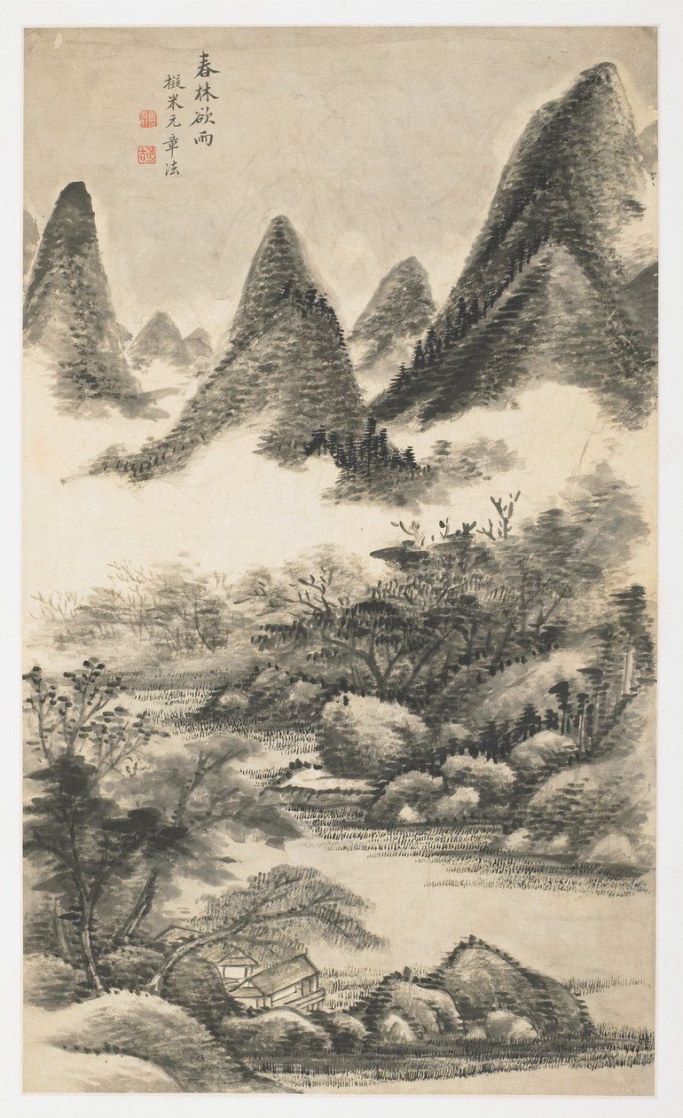 Lente Boomgaard Voor Regen, uit een album van 12 bladen door Yongxi Jin