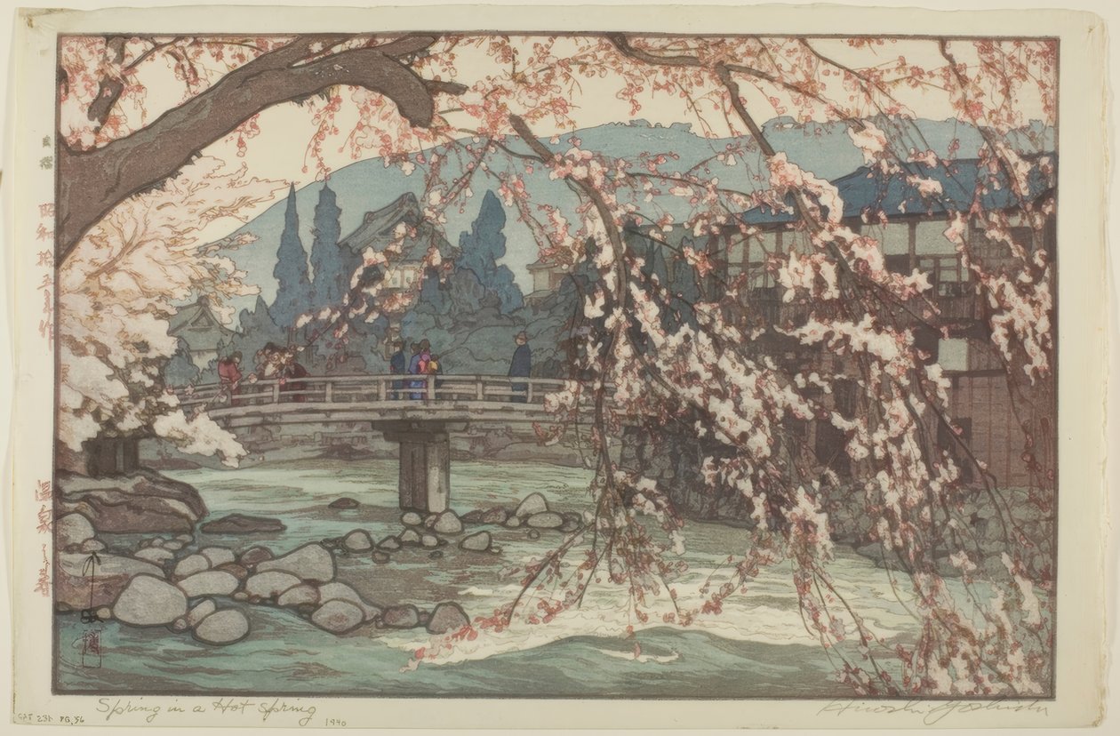 Een spa in de lente door Yoshida Hiroshi