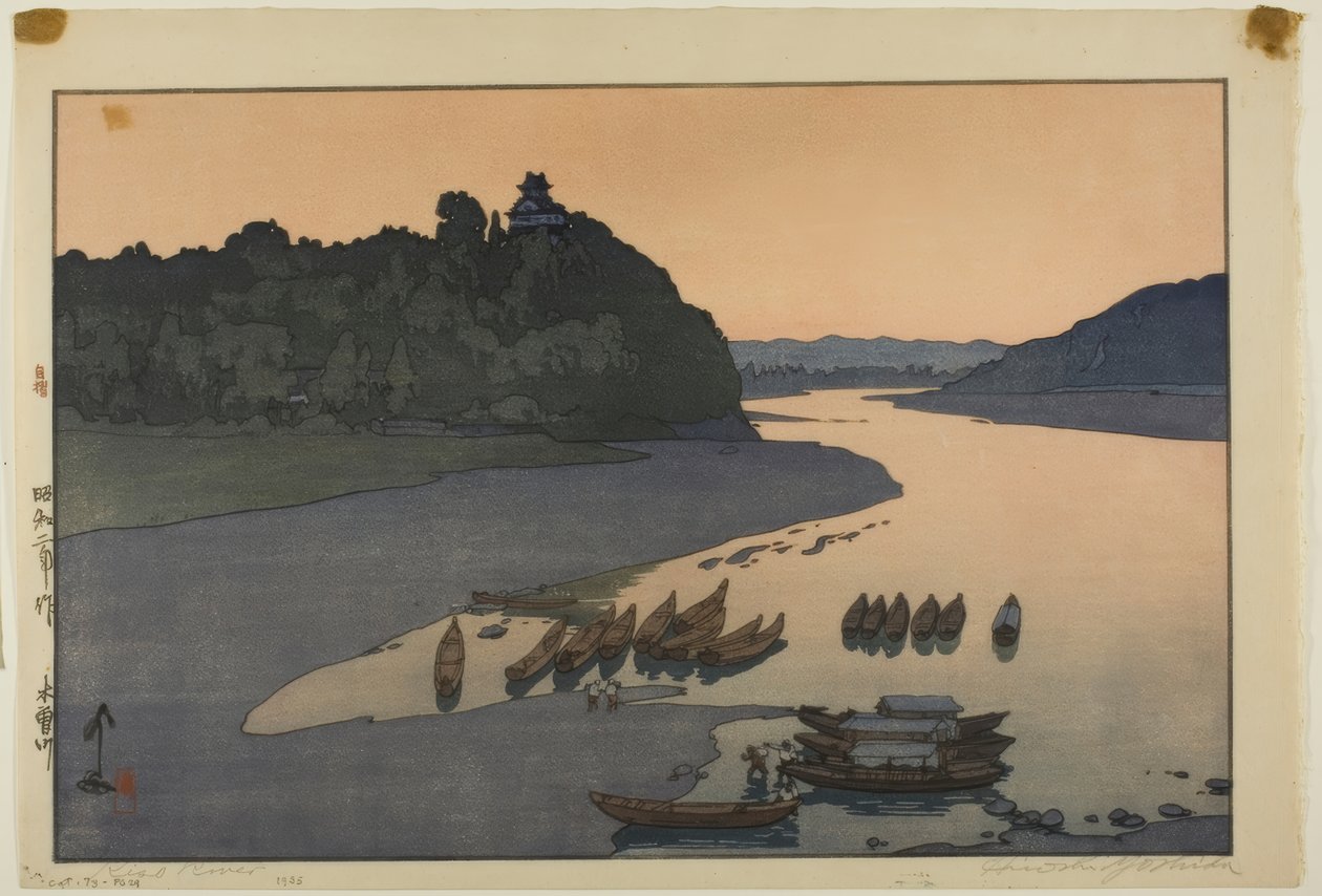 De Kiso-rivier, uit de serie "Hotei #85" door Yoshida Hiroshi