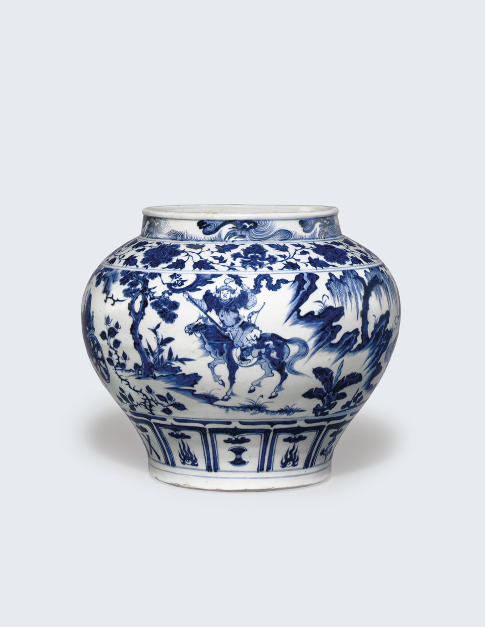 Een uitzonderlijk zeldzame en belangrijke blauw-witte pot, Guan door Yuan Dynasty Chinese School